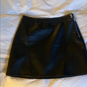 Zara Black Faux Leather A-Line Flared Mini Skirt